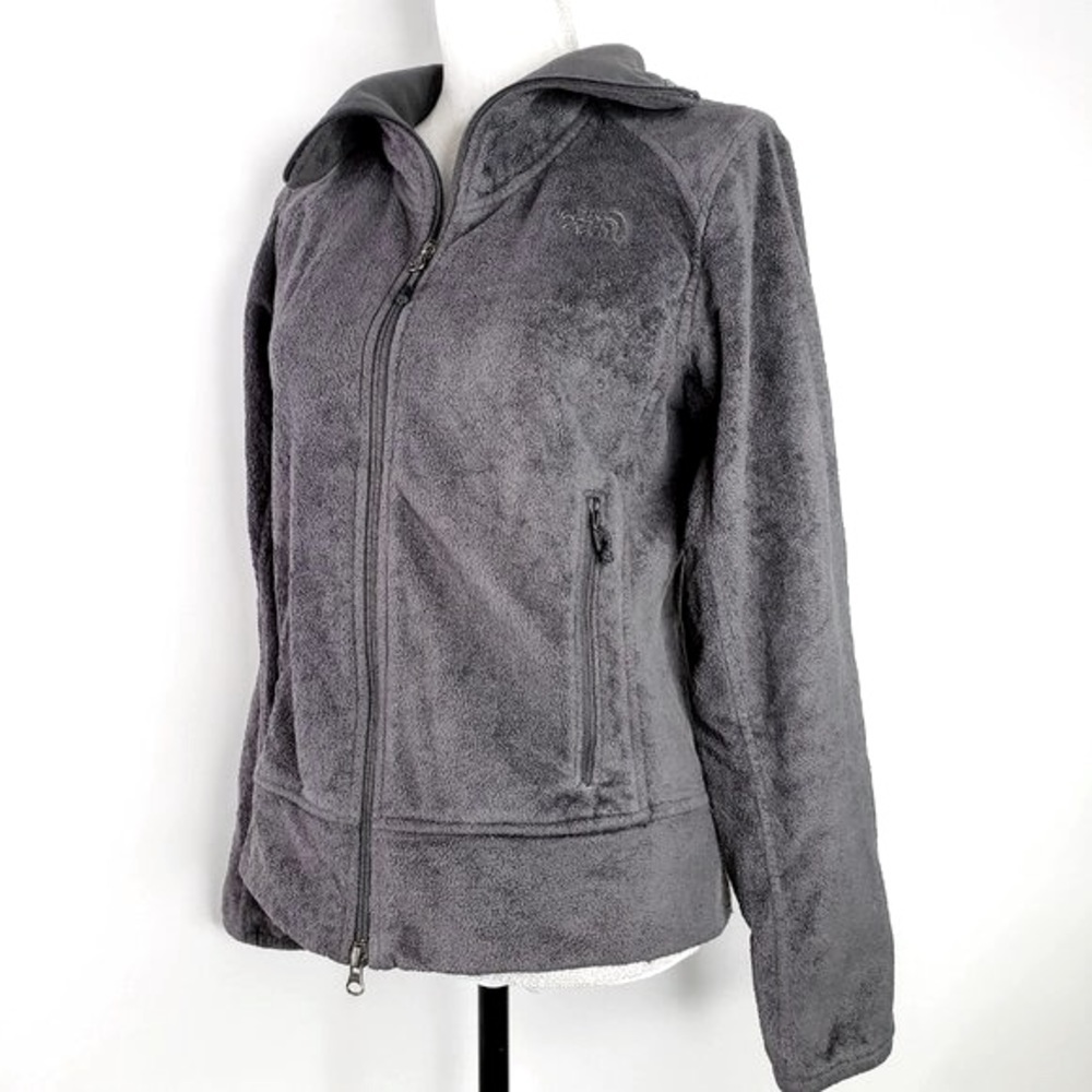 The North Face Women’s Floppy Collar Zip Up Fleece Jacket Dark Grey Size SP